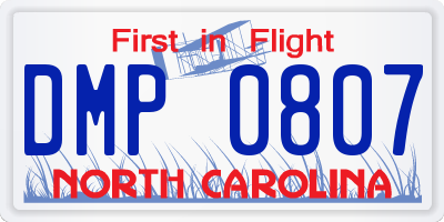 NC license plate DMP0807