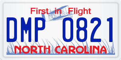 NC license plate DMP0821