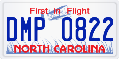 NC license plate DMP0822