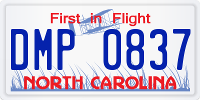 NC license plate DMP0837