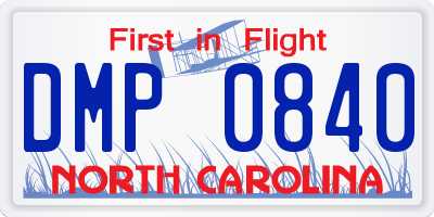 NC license plate DMP0840