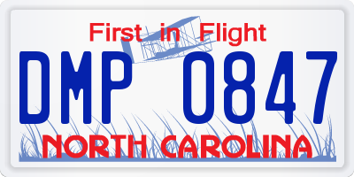 NC license plate DMP0847