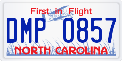 NC license plate DMP0857