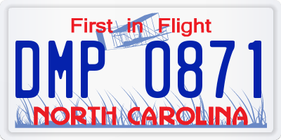 NC license plate DMP0871