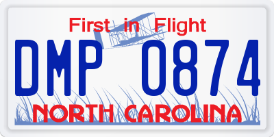 NC license plate DMP0874