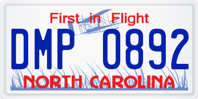 NC license plate DMP0892
