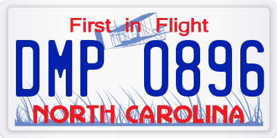 NC license plate DMP0896