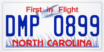 NC license plate DMP0899