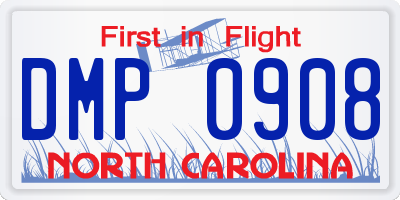 NC license plate DMP0908