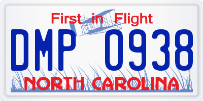 NC license plate DMP0938