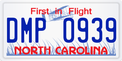 NC license plate DMP0939