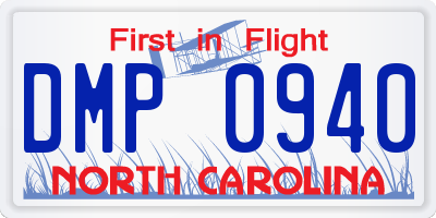 NC license plate DMP0940