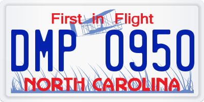 NC license plate DMP0950