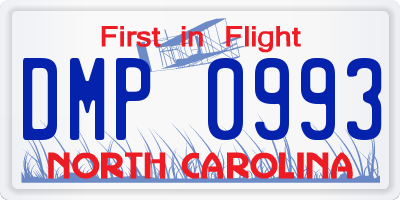 NC license plate DMP0993