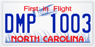 NC license plate DMP1003