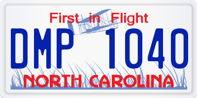 NC license plate DMP1040