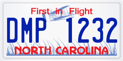 NC license plate DMP1232