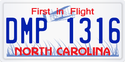 NC license plate DMP1316
