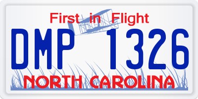 NC license plate DMP1326