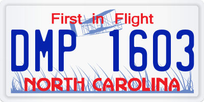 NC license plate DMP1603