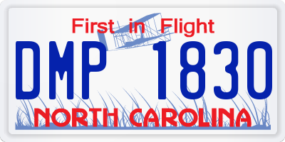 NC license plate DMP1830