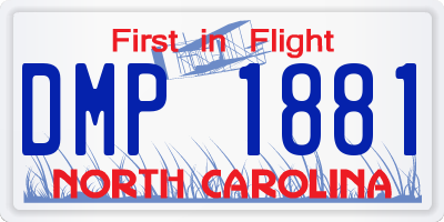 NC license plate DMP1881