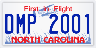 NC license plate DMP2001