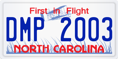 NC license plate DMP2003