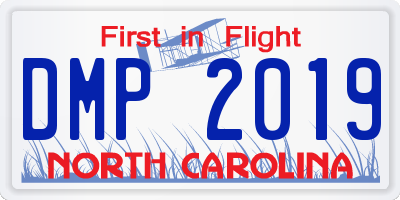 NC license plate DMP2019