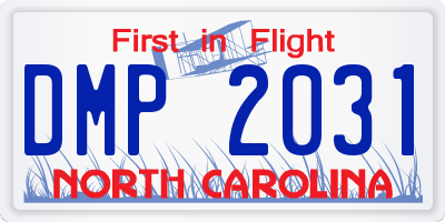 NC license plate DMP2031