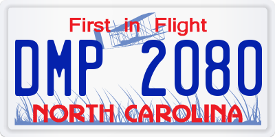 NC license plate DMP2080