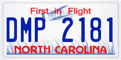NC license plate DMP2181