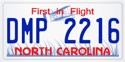 NC license plate DMP2216