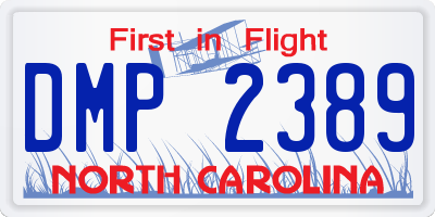 NC license plate DMP2389