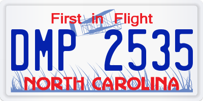 NC license plate DMP2535