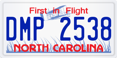 NC license plate DMP2538
