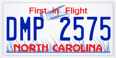 NC license plate DMP2575