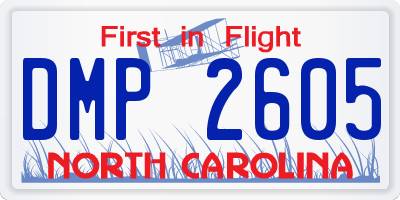 NC license plate DMP2605