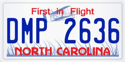 NC license plate DMP2636
