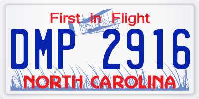 NC license plate DMP2916