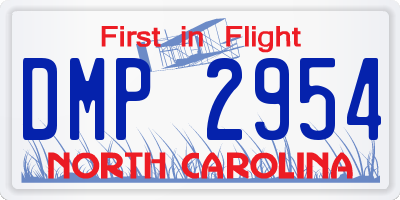 NC license plate DMP2954
