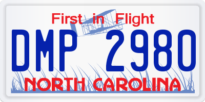 NC license plate DMP2980