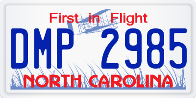 NC license plate DMP2985