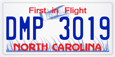 NC license plate DMP3019