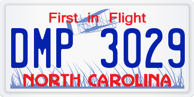 NC license plate DMP3029