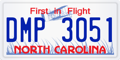 NC license plate DMP3051