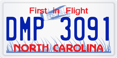 NC license plate DMP3091