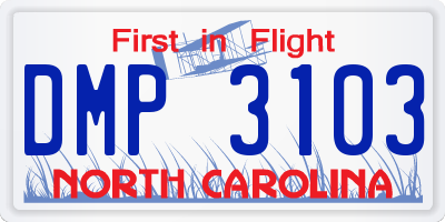 NC license plate DMP3103