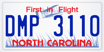 NC license plate DMP3110