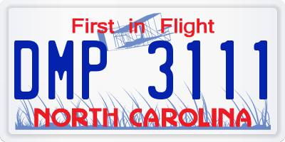 NC license plate DMP3111